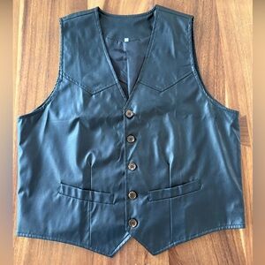 Classic Men's Black Faux Leather Vest